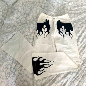 NWT white flame pants